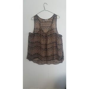 Sheer Tribal Print Tank PLUS SIZE